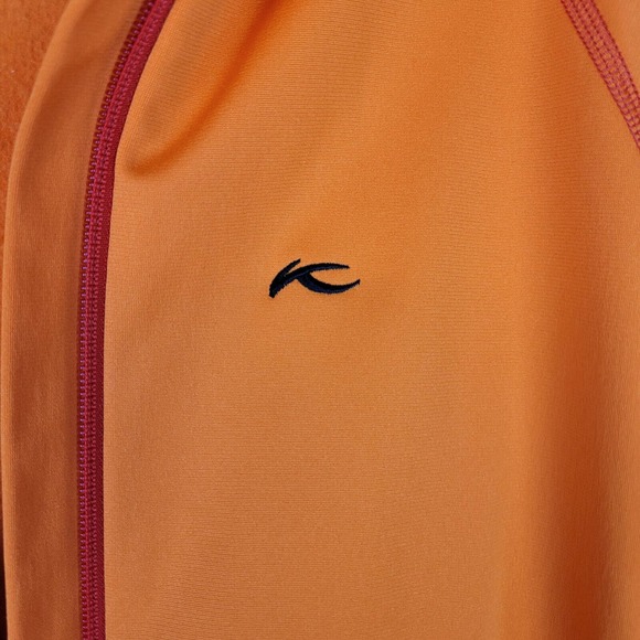 Kjus Womens Golf Hooded Jacket Full Zip Pockets Size Small Orange Activewear - Picture 4 of 8